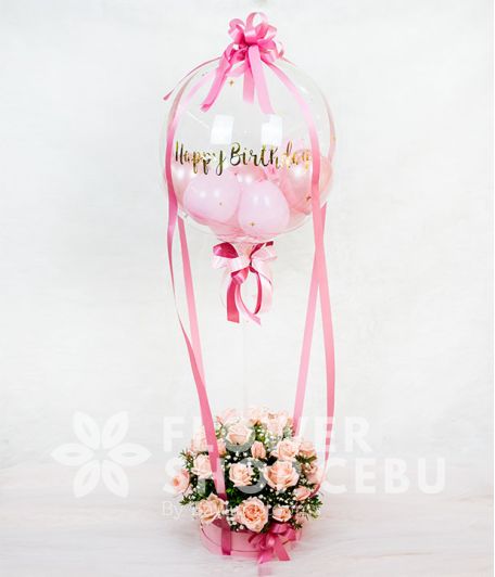Bobo Balloon in a Box of Pink Roses Bobo Balloon in a Box of Pink Roses