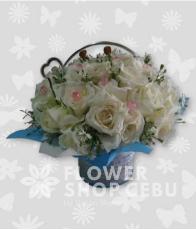 Basket of 2 Dozen White Roses