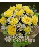 1 Dozen Yellow Roses w/ Alstroemeria (Round Bouquet) 1 Dozen Yellow Roses w/ Alstroemeria (Round Bouquet)