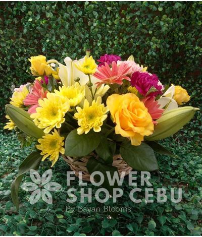 Mix Flowers in a Basket