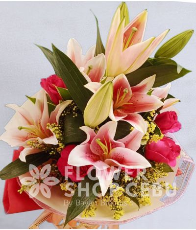 Pink Lilies and Roses