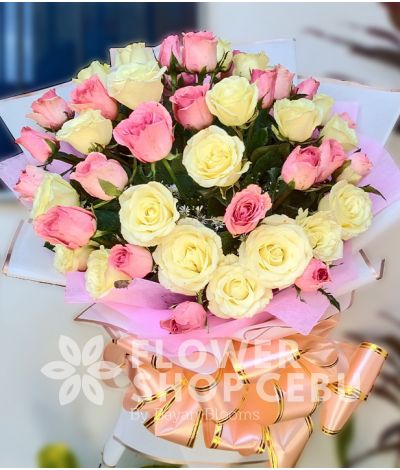 2 Dozen Pink and 2 Dozen White Roses