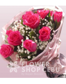 1 Dozen Pink Roses Round Bouquet