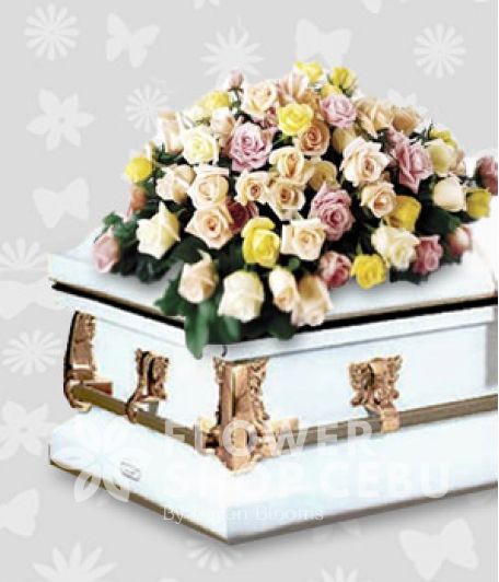 Mixed Roses in a Casket