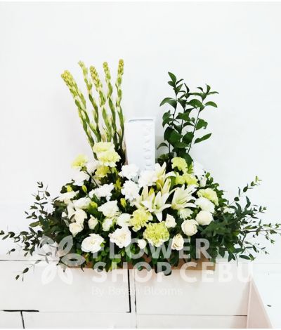 Sincerity White and Green Urn Flower Arrangement