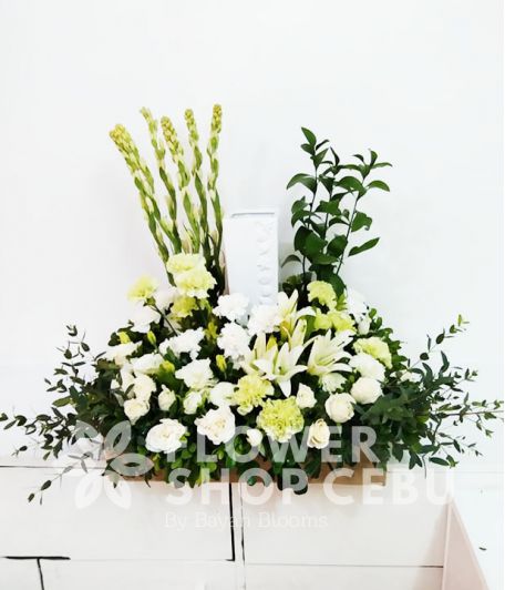 Sincerity White and Green Urn Flower Arrangement